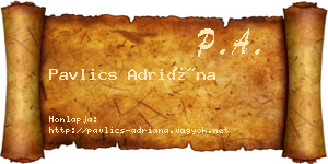 Pavlics Adriána névjegykártya